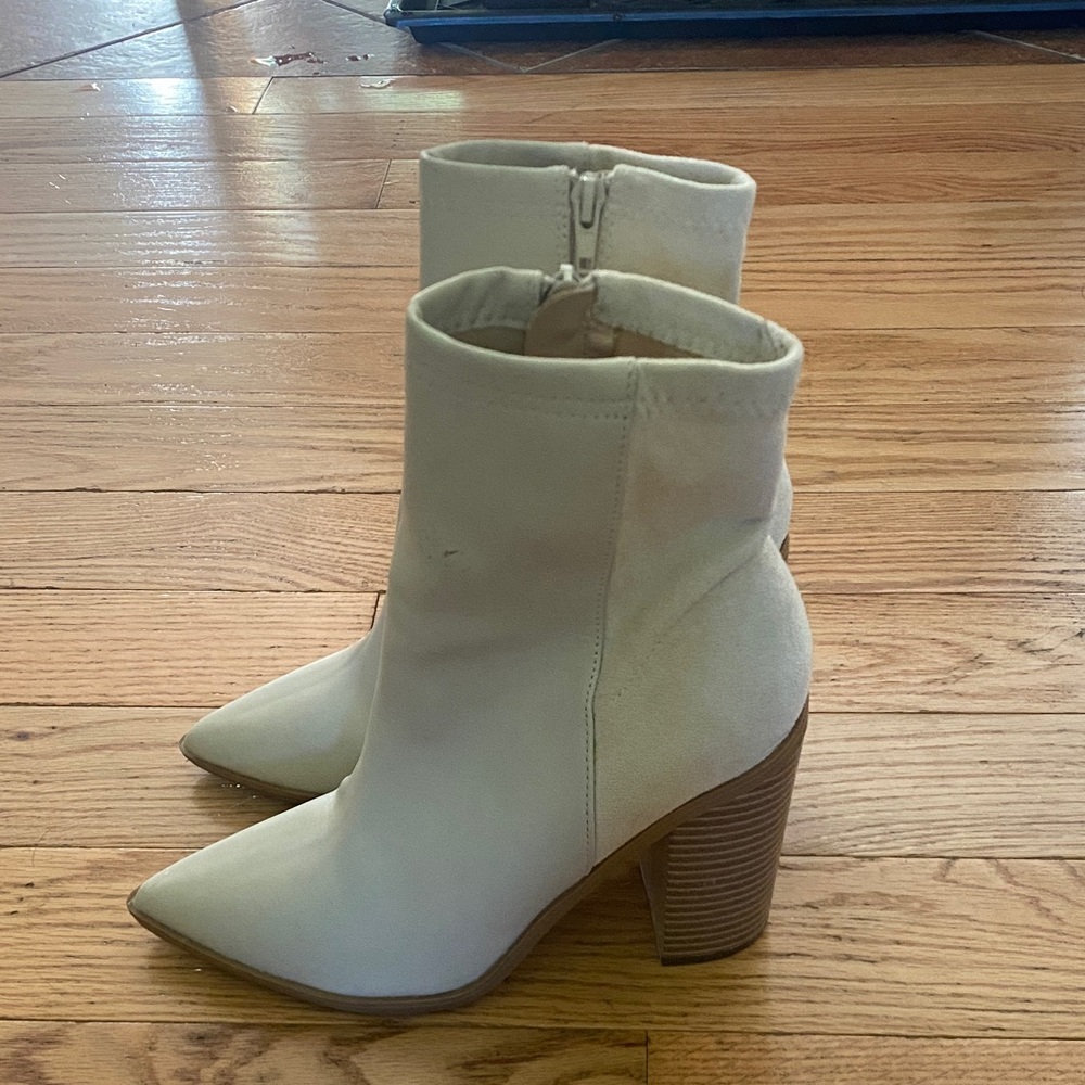 Leather Cream Ankle Boots - Picture 2 of 6